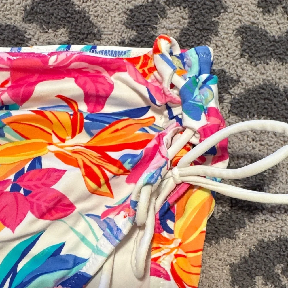 Elomi Savaneta Floral High-Waisted Bikini Bottom W LaceUp Side Detail Size US 14 - Picture 4 of 5